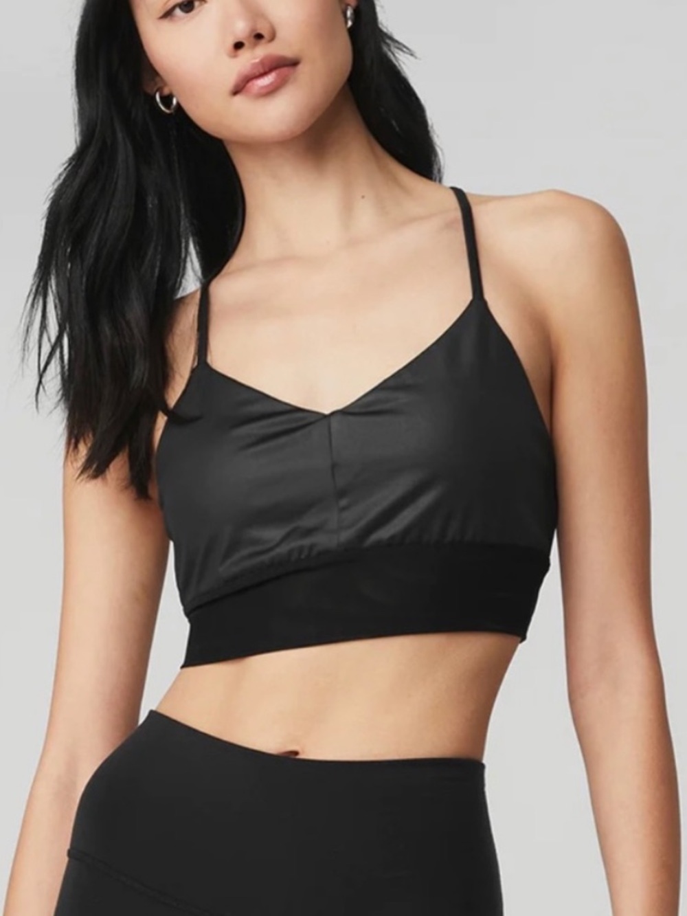 Alo Yoga Black Lavish Bra Sleek Supportive Strappy Bralette Size Small